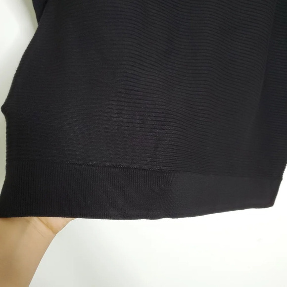Chico's Ribbed Knit Sweater Size 1 Medium Black 3/4 Dolman Sleeve Round … - Picture 8 of 10